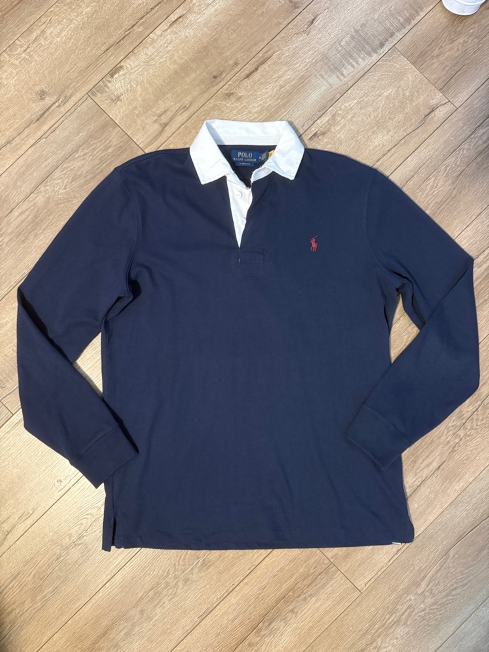 Polo by Ralph Lauren Navy Long-Sleeve Rugby with White Collar